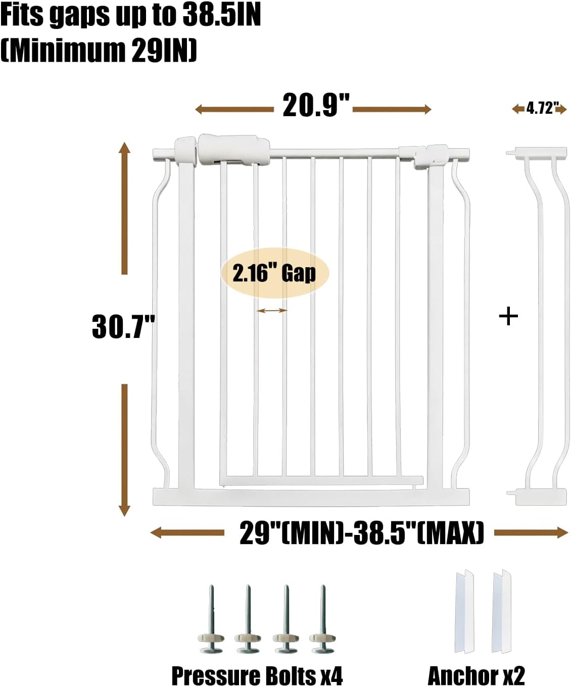 Extra Wide 76.4-81 Inch Large Baby Gates for Stairs, Doorways - No Drilling, Pressure Mounted Pet Gates for Kids & Dogs