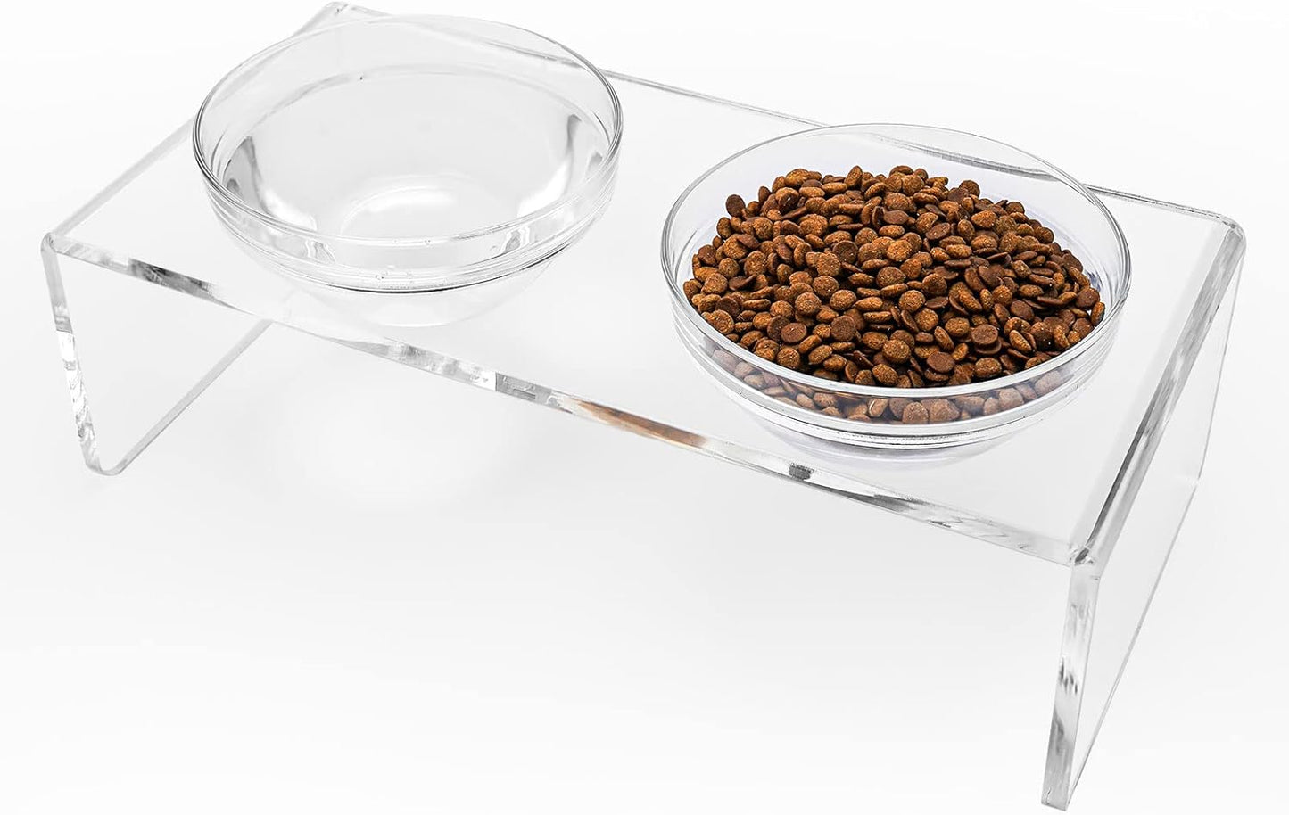 Acrylic Elevated Dog Cat Bowls Pet Feeder Double Bowl Raised Stand Comes with 4 Removable Stainless Steel Bowls. Perfect for Cats Puppies Small Dogs, 3.75 Inch