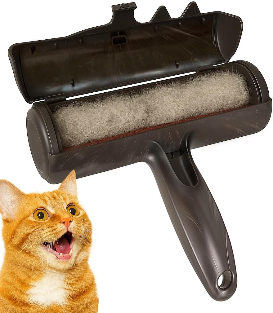 Pet Hair Remover Roller - Lint Roller for pet Hair - Self Cleaning Dog & Cat Hair Remover - Remove Dog, Cat Hair from Furniture, Carpets, Bedding, Clothing and More. White