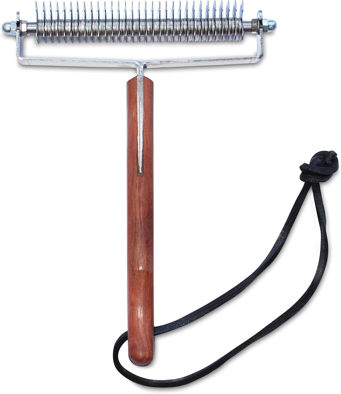 Mars Coat King Triple Wide Dematting Undercoat Grooming Rake Stripper Tool for Horses, Stainless Steel with Wooden Handle, Made in Germany, 60 Blade Extra Fine