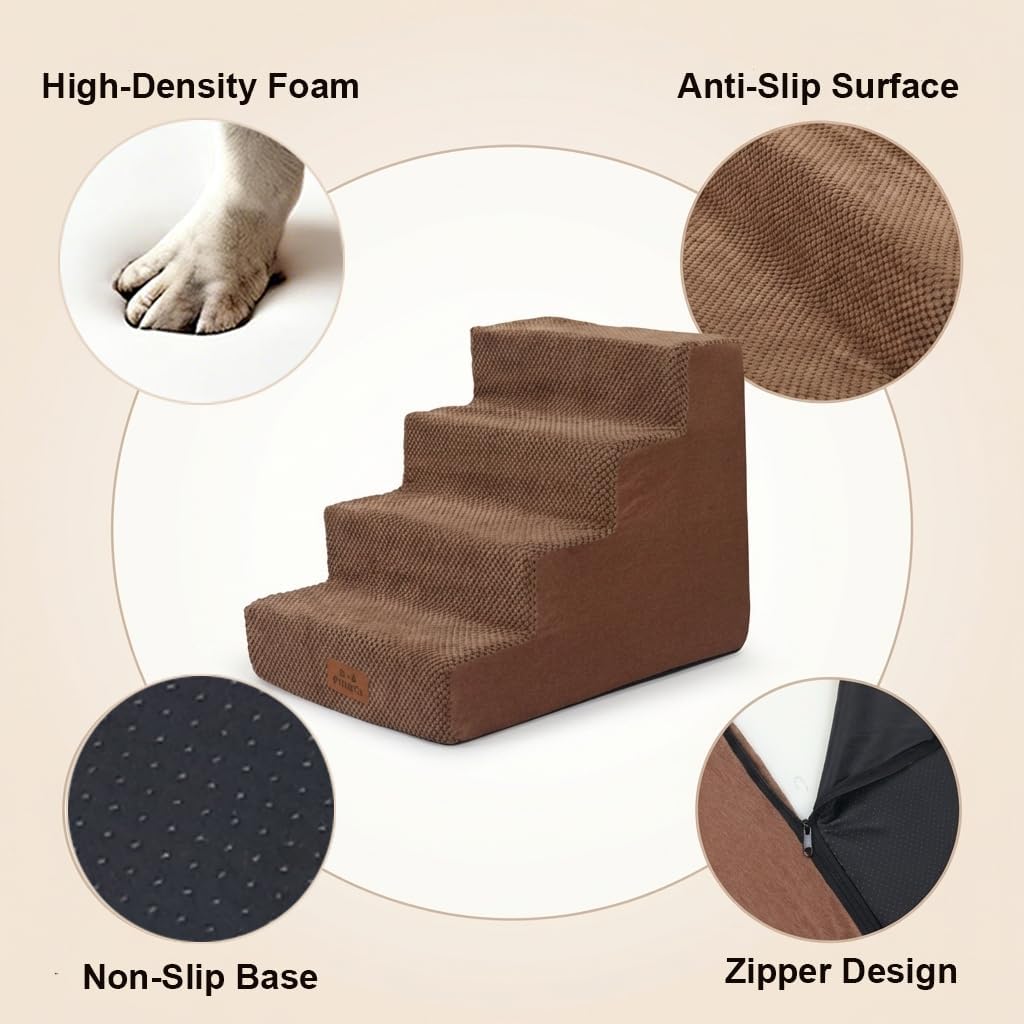 2 Pack Dog Stairs for Small Dogs 3-Step Pet Stairs for Bed Couch Chair Stool Non-Slip Pet Steps for Puppy Small Dogs Cat Older Pet Grey 13.6" H