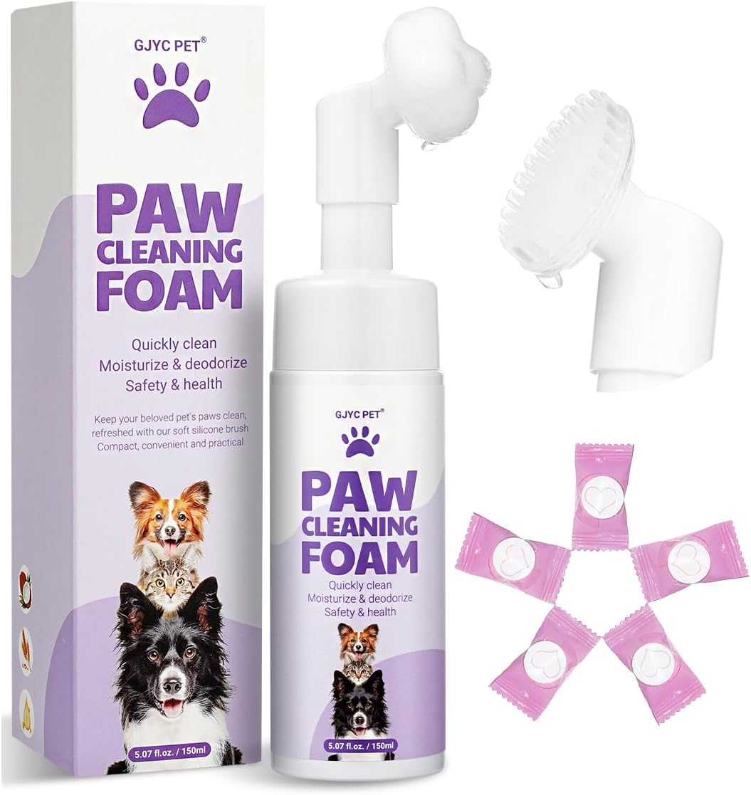 Magic Brush Paw Cleaner for Dogs & Cats, No-Rinse Foaming Pet Foot Washer with Built-in Scrubber Brush for Dirty, Muddy Paws – Suitable for Small, Medium & Large Dogs, Puppies, Kittens (5 fl oz)