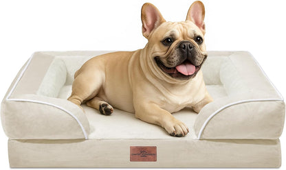 Comfort Expression Orthopedic Dog Bed for Extra Large Dogs 42x30 Inch, Waterproof Egg Crate Foam XL Pet Bed with Removable Bolsters, Dog Couch with Washable Cover & Non-Slip Bottom, Grey - Colors B