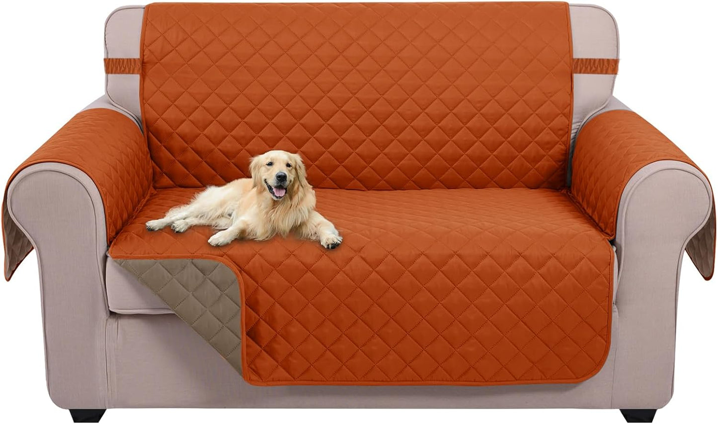 U-NICE HOME Reversible Sofa Cover Washable Couch Cover for Dogs Friendly with Elastic Straps Water Repellent Furniture Protector for 3 Cushion Couch (Sofa, Coffee/Beige) - Colors A