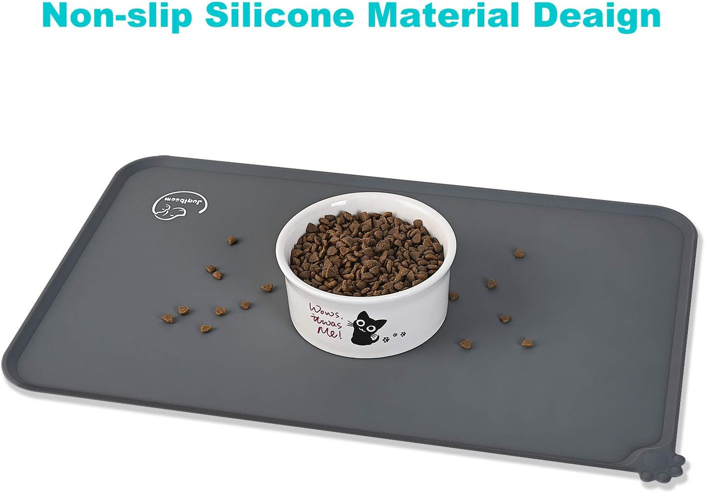 Silicone Waterproof Dog Cat Pet Feeding Mats, Non Slip, Easy Clean Pet Dog Cat Bowl Mats Placemat (18.5" x 11.5") Green