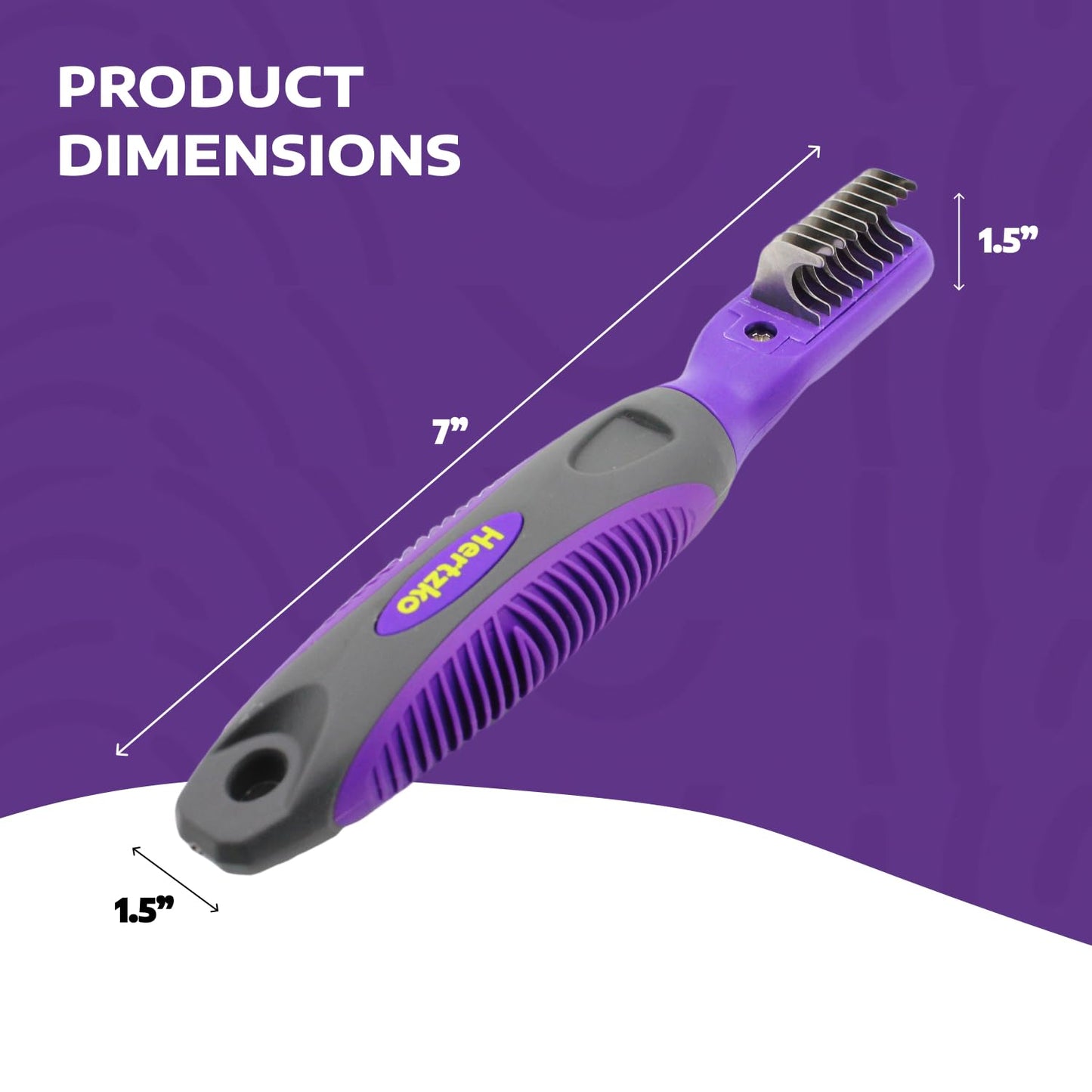 Hertzko Dematting Comb for Dogs Grooming Tool for Long and Short Haired Pets - Matted Cat Fur Remover for Small Dogs, Cats, and Rabbits - Tangle and Knot Remover Brush