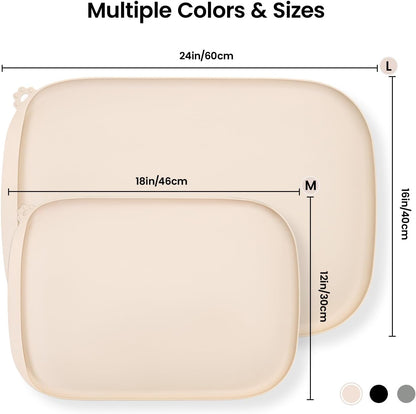 Conlun Dog Food Mat,1/2 Inch Raised Edges Cat Feeding Mat,BPA-Free Silicone Pet Mats for Floor Waterproof,Rubber Placemats for Food and Water Bowls(Natural Tan,18.9"x11.8")