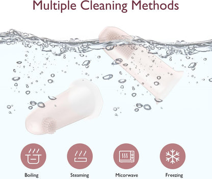 Momcozy Silicone Finger Toothbrush for Baby, Baby Finger Toothbrush for Training Teething, Infant Oral Cleaner, 2 Pcs Silicone Toothbrush