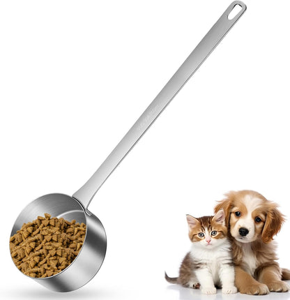 1 Cup Dog Food Scoop,Scoop for Dog Foods with 7.8'' Long Handle,Stainless Steel Dog Food Measuring Cups for Pet Foods,Easy to Clean (1CUP)