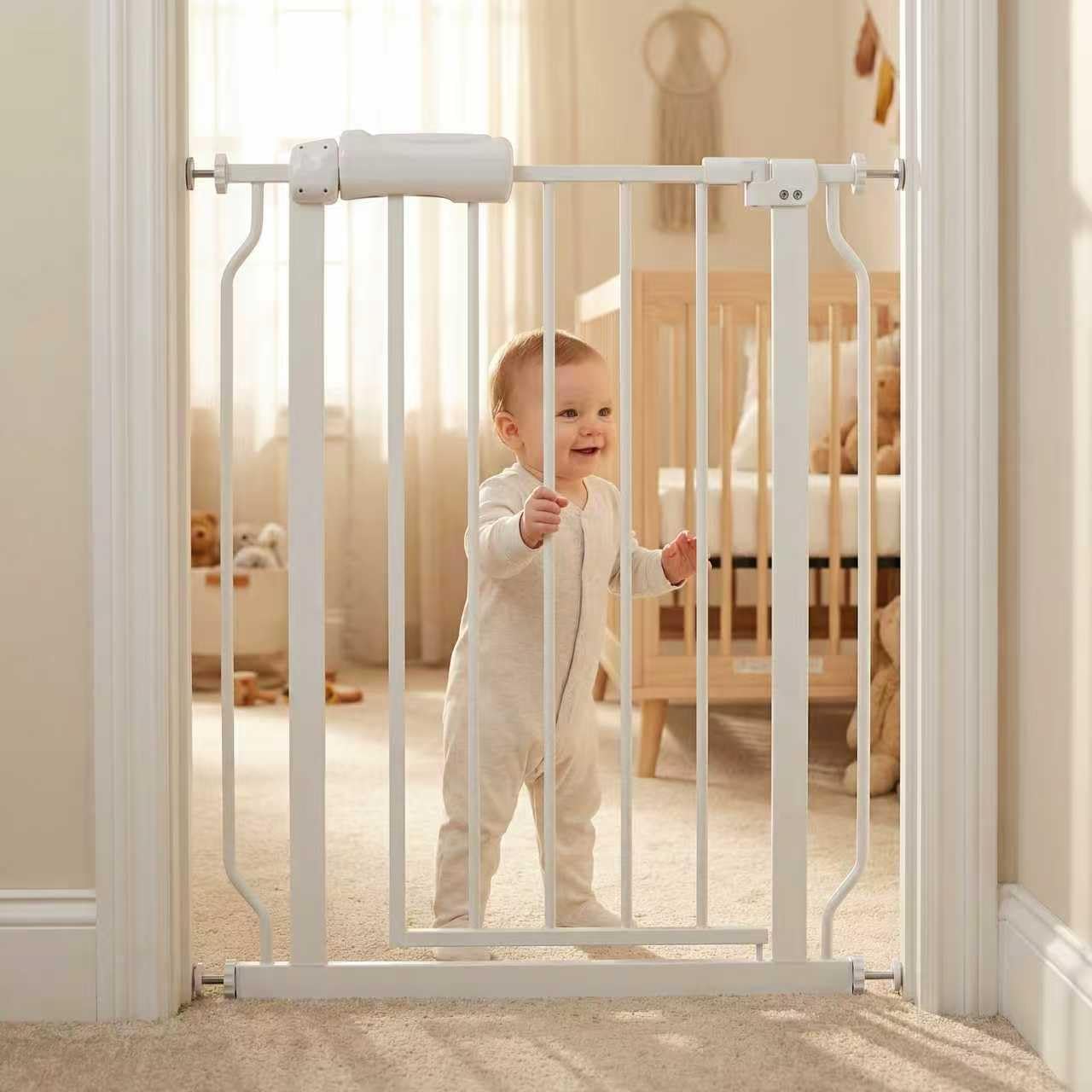 Extra Wide Baby Gate Tension Indoor Safety Gates Black Metal Large Pressure Mounted Pet Gate Walk Through Long Safety Dog Gate for The House Doorways Stairs (62.2"-66.93"/158-170CM, Black)