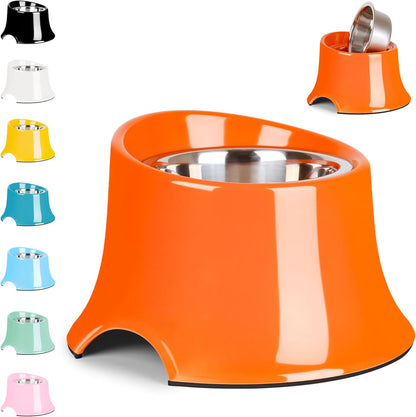 Tilted Elevated Dog Bowls Non-Slip & Non-Spill Pet Feeder with Elevated Detachable Melamine Stand, High Capacity Tilted Dog Bowl for Medium Small Size Dogs M/2 Cup Black