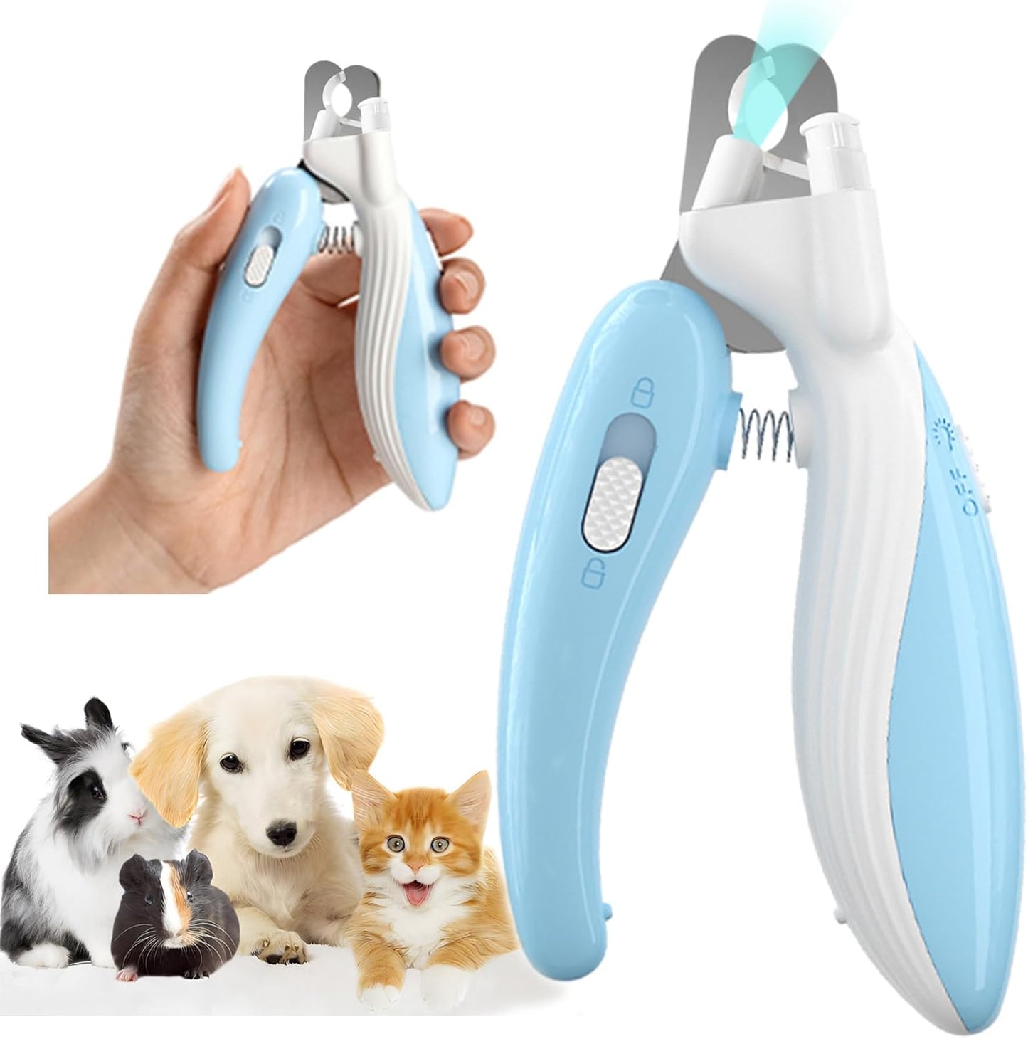 Cat Dog Pet Nail Clippers with Light, Llluminates Cat Dog Nails or Bloodline,Safety Pet Nail Clipper for Dogs, Cats, Rabbits Sharp No Nail Splitting (Pink)