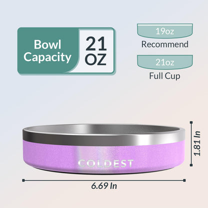 Coldest Dog Bowl - Anti Rust Metal, Non Slip, 3 Layers Insulated Stainless Steel Dog Bowls - Spill Proof & Heavy Duty - Water Bowl for Dogs, Cats & Pets, Dish Washer Safe (21 oz, Stealth Black)