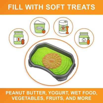 Neater Pets Neat-LIK Dog Lick Mat w/Mess-Proof Tray, Lick Mat for Dogs, Cats, Puppy, Reduces Anxiety & Boredom, Peanut Butter Slow Feeder, Interactive Treat Licking Pad (Green/Vanilla Bean)