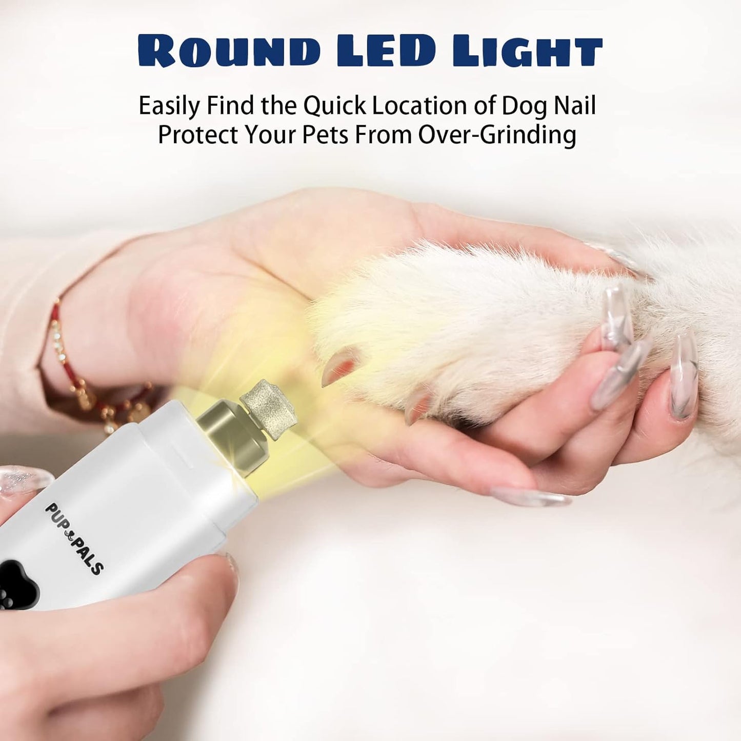 Dog Nail Grinder with 5 LED Shadow Free Light, Dog Nail Trimmer Protect Pet Paws from Over Grinding with 2 Speed Super Power Motor for Small, Medium and Large Dogs & Cats Paws Grooming