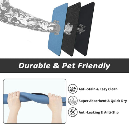 HotLive Dog Food Mat - Absorbent Cat Mat for Food and Water, No Stains Pet Feeding Bowl Mat, Easy to Clean Pet Placemats, Quick Dry Dog Water Dispenser Mat for Messy Drinkers | Paw Dark Grey 12"x 19"