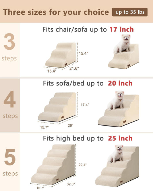 Aodisman Dog Stairs for Small Dogs,3 Step Dog Ramp for Couch and Bed,Pet Stairs with Non-Slip Bottom for Old Cats,Indoor Pet Steps,Comfort,Durable,15.4" H