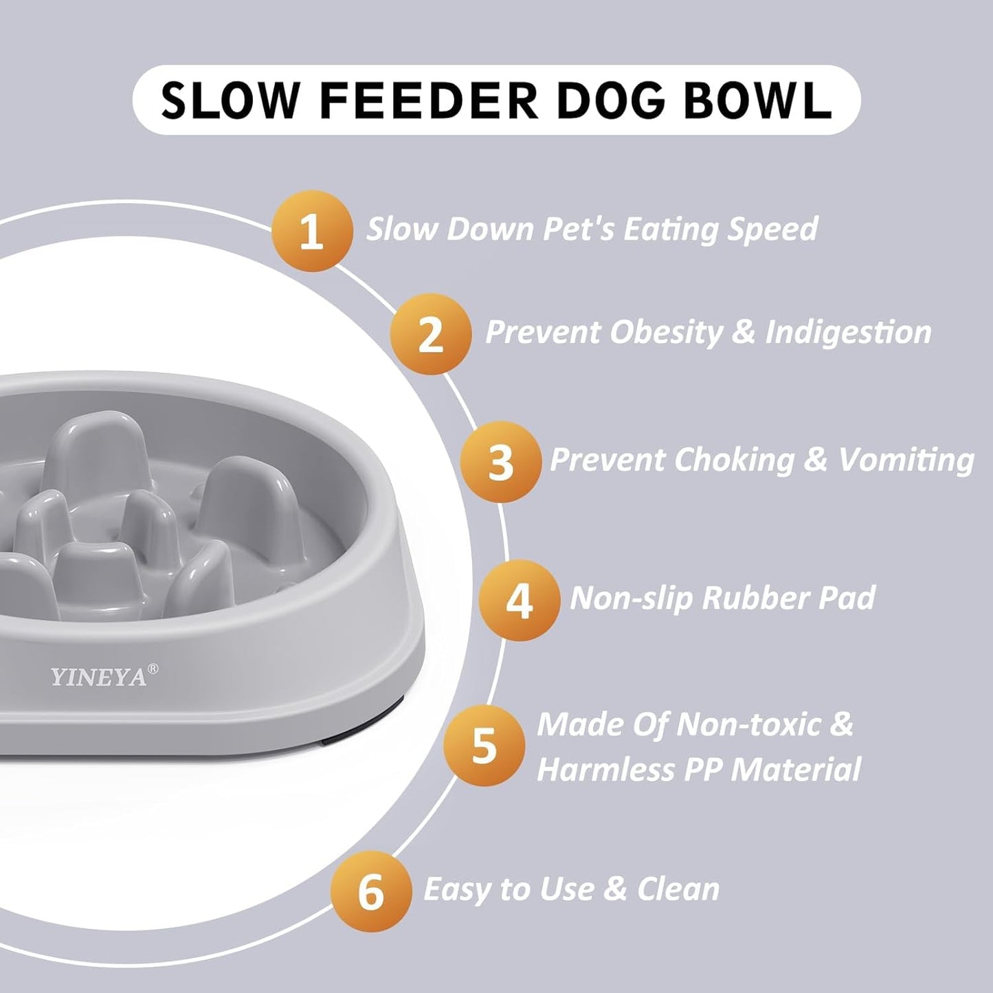 YINEYA Slow Feeder Dog Bowls, Pet Supplies that Slow Down Eating, Pet Food Bowls, Maze Dog Puzzle Feeder for Medium Breed