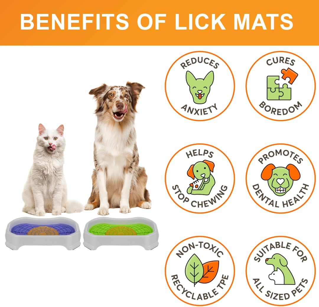 Neater Pets Neat-LIK Dog Lick Mat w/Mess-Proof Tray, Lick Mat for Dogs, Cats, Puppy, Reduces Anxiety & Boredom, Peanut Butter Slow Feeder, Interactive Treat Licking Pad (Green/Vanilla Bean)