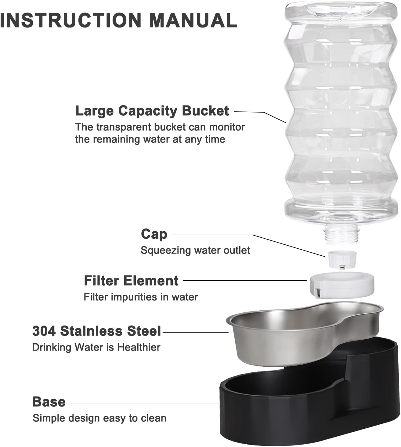 RIZZARI 8L Elevated Pet Water Dispenser – Stainless Steel Gravity Waterer with Auto-Refill Design for Medium and Large Dogs & Senior Pets -Comfortable Drinking Height for Living Rooms,Multi-Pet Homes