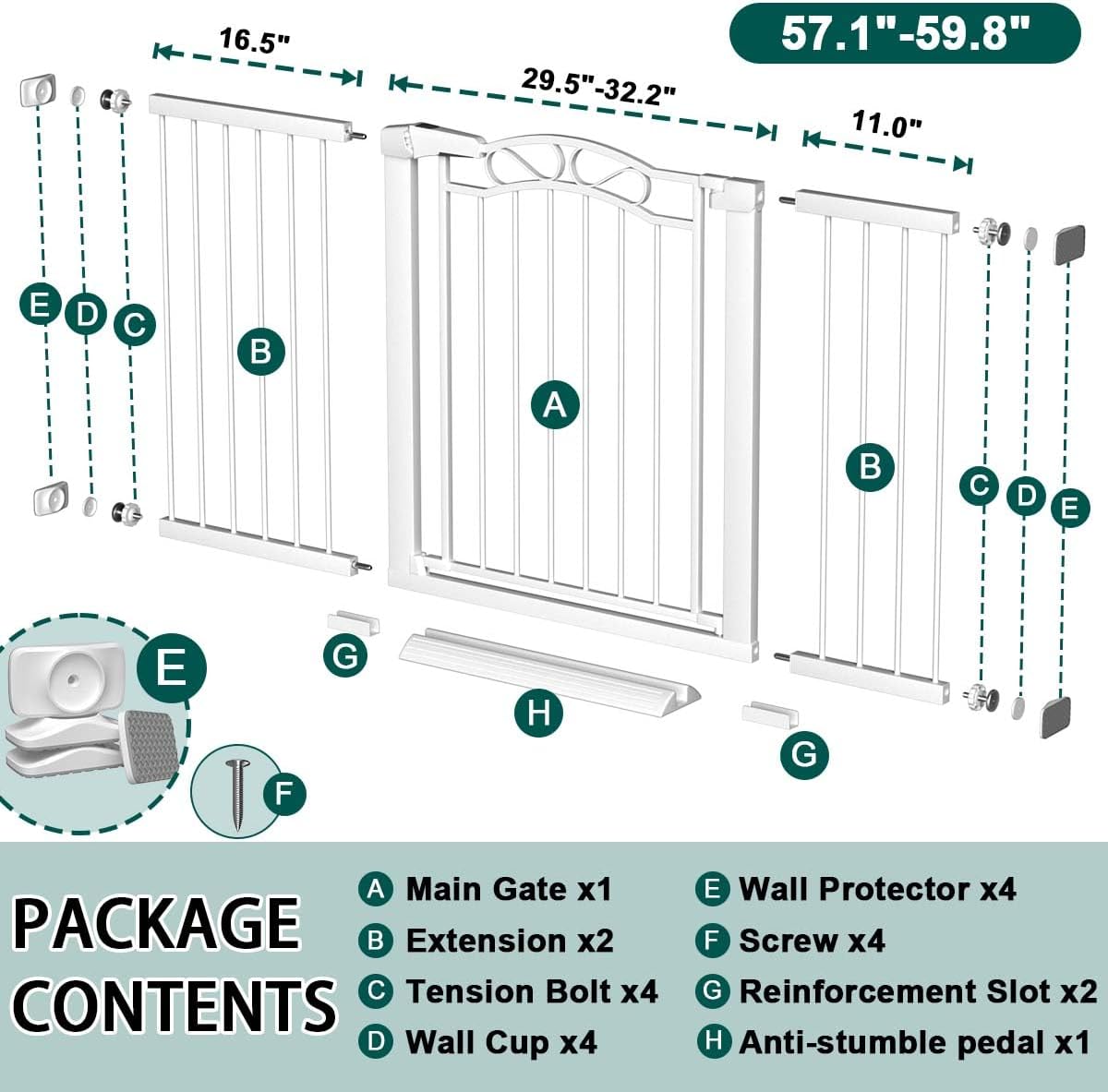 Fairy Baby 68.1"-70.8" Extra Wide Press Mounted Baby Gate Indoor for Kids Or Pets Walk Thru No Drill Long Dog Gates for The House Doorway Child Safety Gate