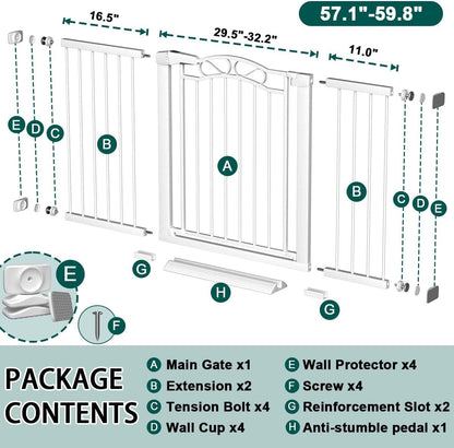 Fairy Baby 68.1"-70.8" Extra Wide Press Mounted Baby Gate Indoor for Kids Or Pets Walk Thru No Drill Long Dog Gates for The House Doorway Child Safety Gate