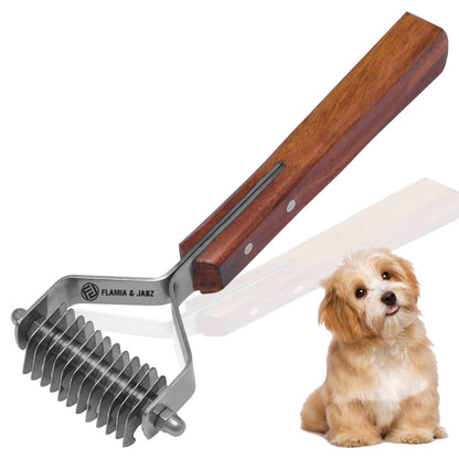 Flamia & Jabz Undercoat Rake for Dogs & Cats, Dematting Grooming Stripper Tool (14 Blades)