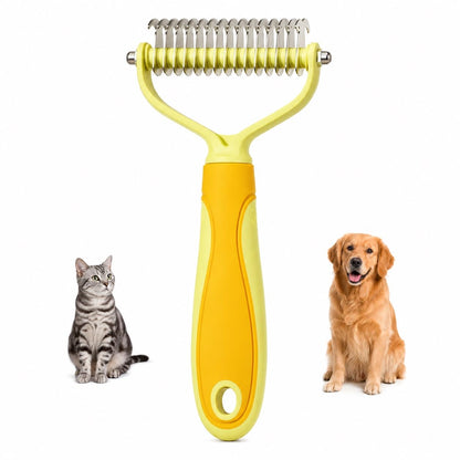 Pet Knotter Dog Grooming, Professional Deshedding Brush Cat Brushes for Shedding Comb Remove Loose Hair Undercoat Fur and Knots Safely Double Sided Dematting Detangler Remover Removing Flea Rake