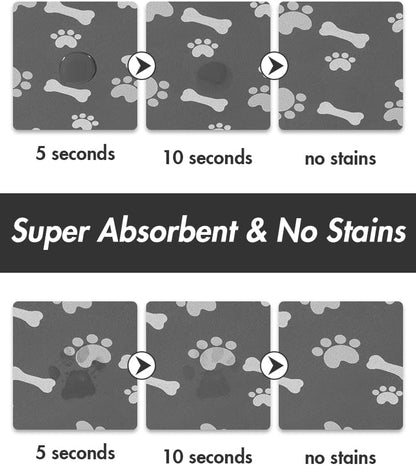MontVoo Dog Food Mat-Pet Feeding Mat for Food and Water-No Stains Quick Dry Dispenser Cat Bowl Mat for Messy Drinkers(12"x19" Dark Grey)