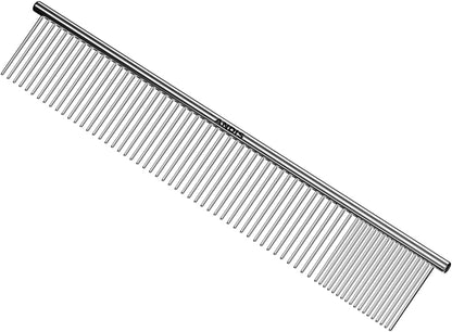 Andis 65730 Stainless-Steel Comb for Knots, Mats & Loose Hair Removal - Effective Dematting Tool, Comfortable, Lightweight, Portable & Safe for Dogs, Cats & Pets – Silver, 7-1/2-Inch
