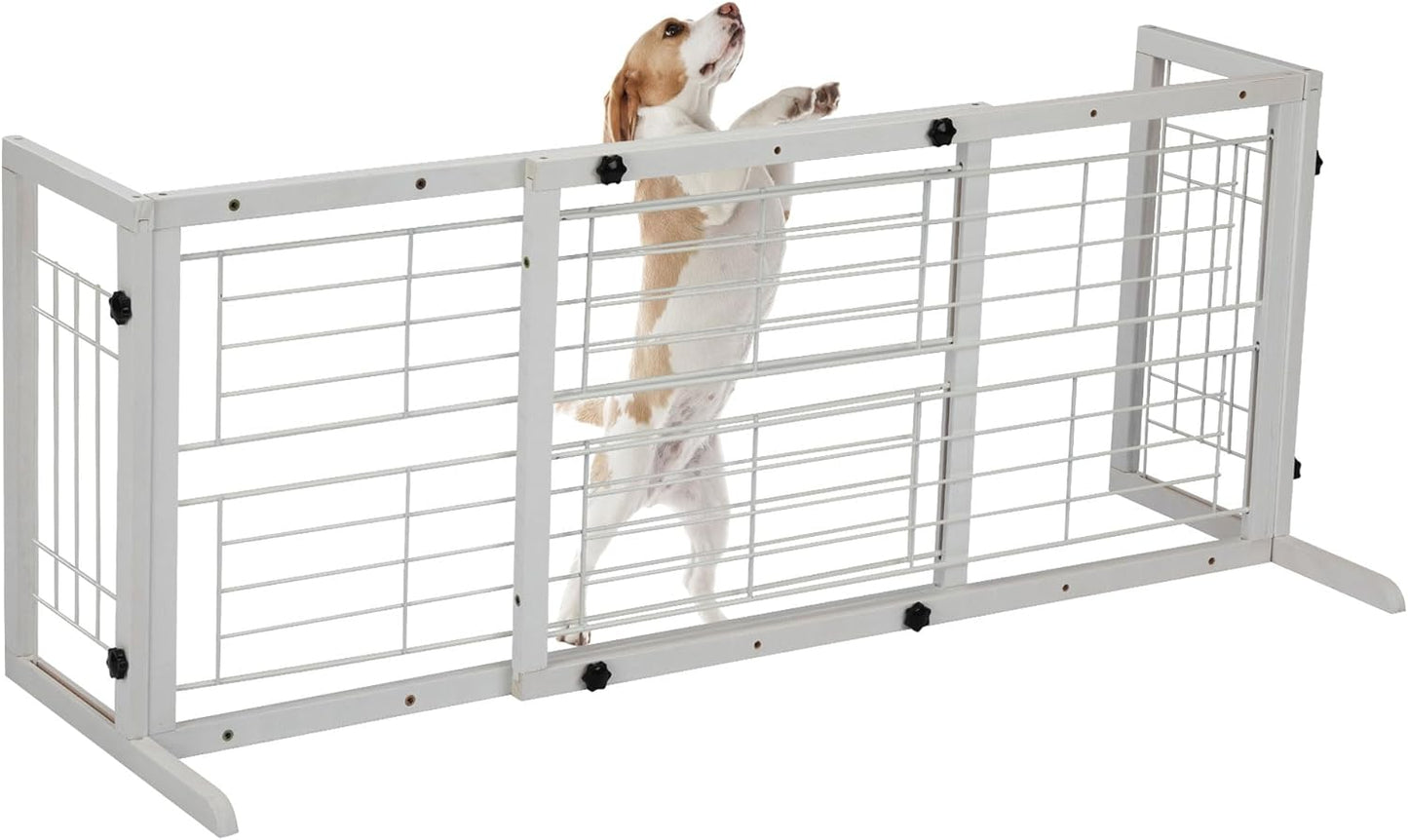 COZIWOW 38-67" Dog Gate Indoor, Free Standing Pet Gate for Doorways Extra Wide, Wooden Fence Puppy Safety Gates for The House, Stairs, Hallway, No Drilling Required,Brown