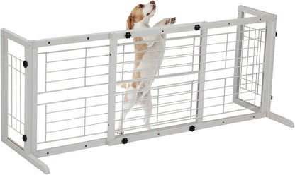 COZIWOW 38-67" Dog Gate Indoor, Free Standing Pet Gate for Doorways Extra Wide, Wooden Fence Puppy Safety Gates for The House, Stairs, Hallway, No Drilling Required,Brown