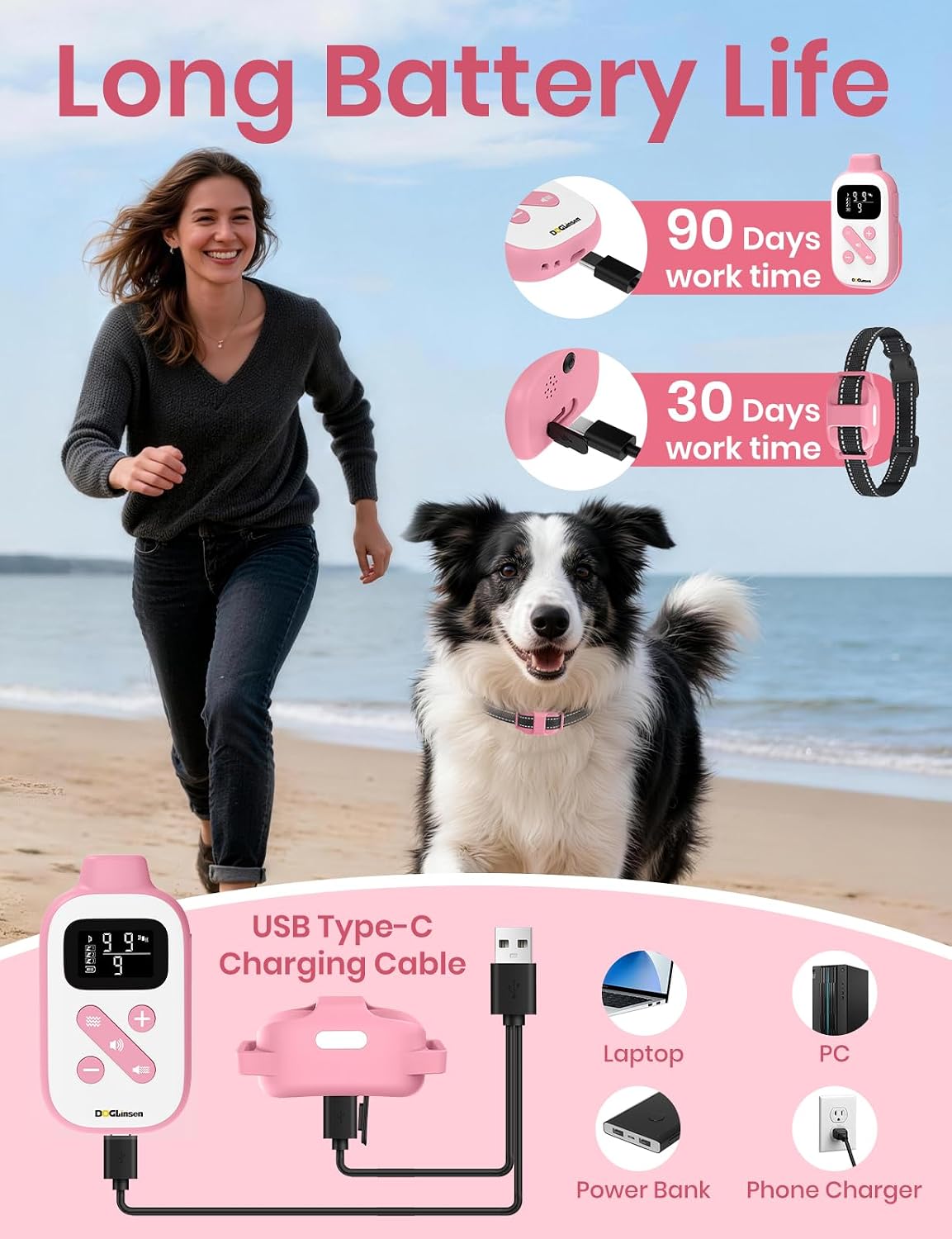 No Shock Dog Training Collar, Vibrating Dog Collar with Remote 2800Ft, Vibration Collar for Small Medium Large Dogs - No Prongs (Black)