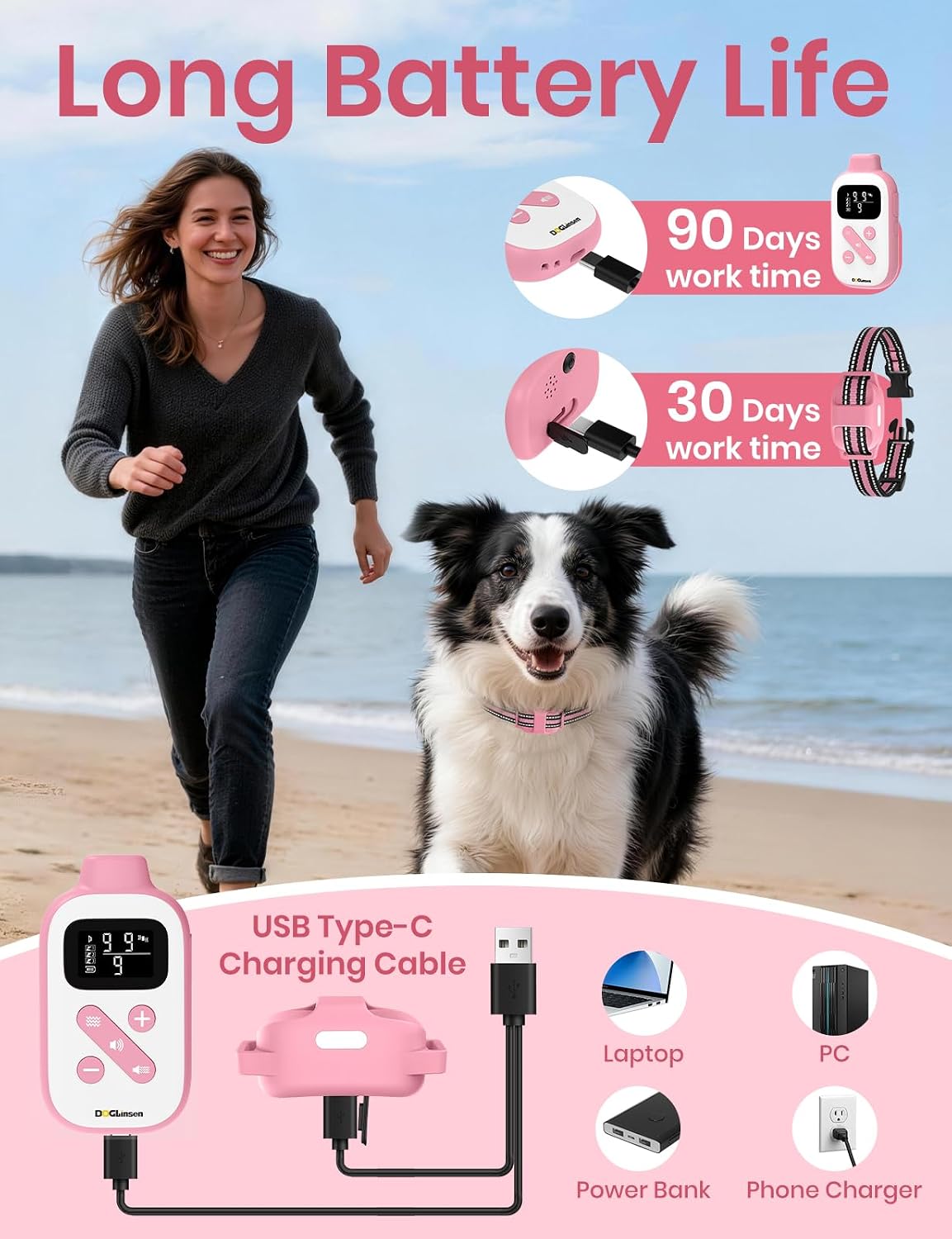 No Shock Dog Training Collar, Vibrating Dog Collar with Remote 2800Ft, Vibration Collar for Small Medium Large Dogs - No Prongs (Black)