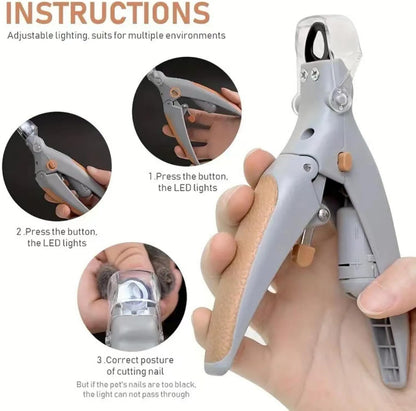 LED Pet Nail Clippers Illuminated Nail Clipper with Polishing Tool for Cats and Dogs Safe and Easy-to-Use Pet Grooming Kit with LED Light (Anti-Slip Handle)