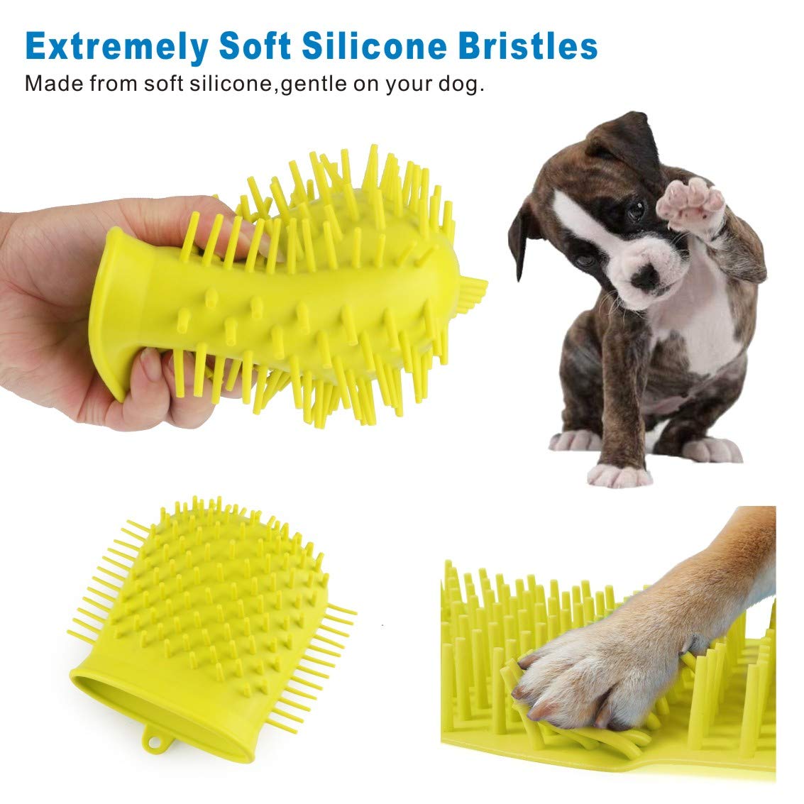 Idepet Dog Paw Cleaner Cup with Towel Pet Foot Washer Protable Dogs Cleaning Brush for Puppy Cats Massage Grooming Dirty Claws (Purple)