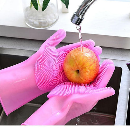 Pet Grooming Gloves Silicone Gloves with High-Density Teeth Enhanced Five Finger Design for Dogs Cats Bathing Massaging (Grey)