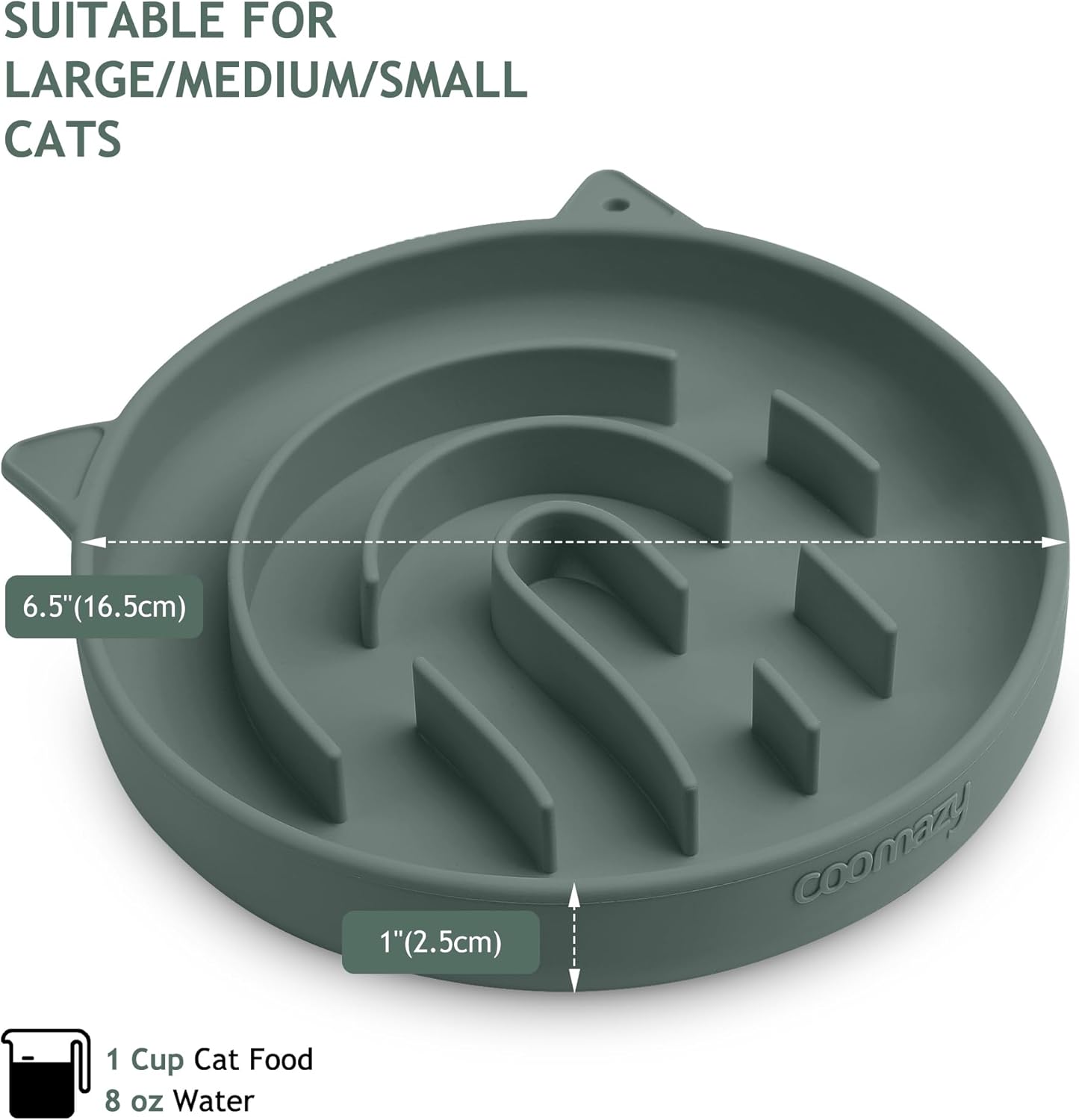 Coomazy Large Silicone Slow Feeder Dog Bowls, Interactive Puzzle Toy for Pets Food Training, Keeps Dogs Busy, Prevents Puppy Overeating (Dark Green, Large: 3.2Cup)