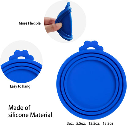 PINE & LINEN 4 Pcs 2.5inch Durable Pet Can Lids, Silicone Small Pet Can Covers Waterproof Cat Food Cans Lids for 3 oz Cat Food Cans（Yellow+Red+Pink+Blue）