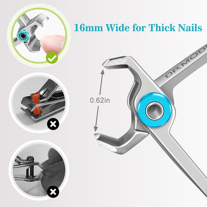 Toenail Clippers for Seniors Thick Toenails, Upgrade Angled Head Large Toe Nail Clippers for Men with Wide Jaw Opening, Sharp Heavy Duty Fingernail Clipper Cutter with Catcher Long Handle -Black