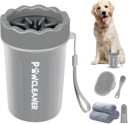 Professional 7 in 1 Dog Paw Cleaner for Dogs & Cats - Includes 1 Portable Paw Washer, 1 Bath Brush, 2 Dog Toothbrushes and 3 Absorbent Towels Note: Fits Paws up to 2 Inches Wide (Small, Blue)