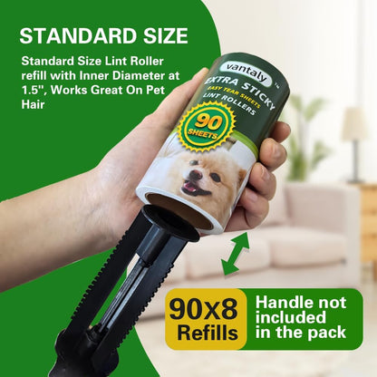 Lint Rollers for Pet Hair Extra Sticky, 600 Sheets Value Set Lint Roller with 2 Upgraded Handles, 6 Rollers Portable Pet Lint Remover for Clothes, Furniture, Carpet, Dog & Cat Hair Removal