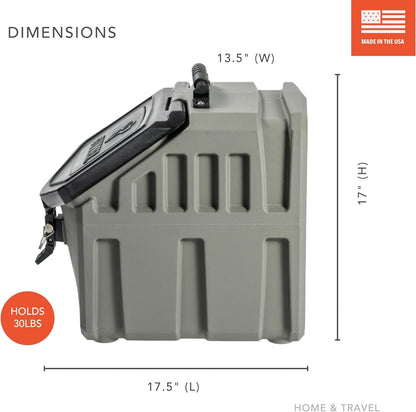 GUNNER 50 lbs Dog Food Storage Container - Waterproof & Airtight Pet Food Bin - Multi-Purpose Container for Dry Food, Corn, Chicken Feed, Treats, Bird Seed, & More - Gunmetal