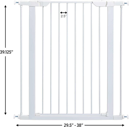 MidWest Homes for Pets 39-Inch High Walk-Thru Pressure Mounted Steel Dog Gate, Expands to 38 Inches Wide, Includes 3-inch Extensions, Textured Graphite