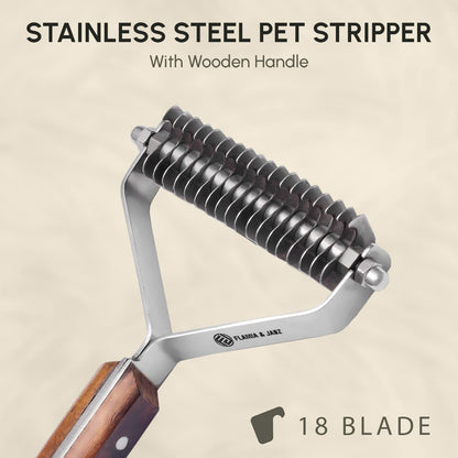 Flamia & Jabz Undercoat Rake for Dogs & Cats, Dematting Grooming Stripper Tool (14 Blades)