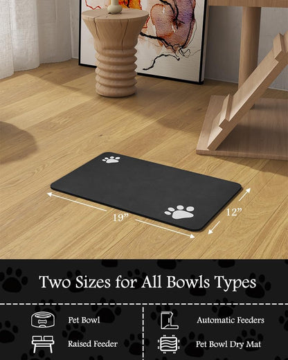 PADOOR Pet Feeding Mat-Absorbent Dog Mat for Food and Water Bowl-No Stains Easy Clean Dog Food Mat-Quick Dry Water Dispenser-Puppy Supplies Accessories