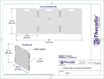 Pet Barrier (3-Panel) | Free-Standing Pet Gate | Foldable | Protect Your Indoor Living Spaces, Decorations, and Important Items from Pets | Made in The USA