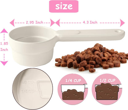 Joyinjojo Dog Food Scoop 1 Cup 1/2 Cup - Melamine Dog Food Measuring Cup, Pet Food Scoop for Dog Cat...Comfortable Long Handle for Easy to Scoop Food