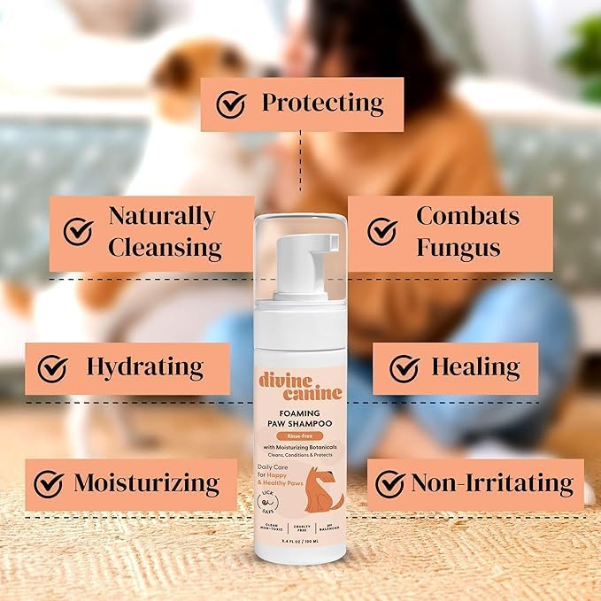 Foam Dog Paw Cleaner - Alcohol Free Foaming Paw Sanitizer Spritz - Made with Coconut, Aloe, Copaiba Oil, and Lemongrass Oil to Nourish and Clean Paws - Made in The USA (1.7 Fl Oz)