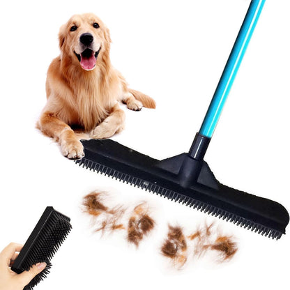 Pet Hair Remover Broom, Multifunctional Magic Broom, Rubber Broom Pet Hair Remover, Heavy Duty Pets Hairs Remove, Pets Hairs Removal Brooms for Carpets/Mats/Couch, Retractable (Red)